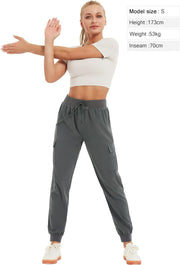Women's Lightweight High-Rise Cargo Pants with 6 Pockets - Versatile Joggers for Hiking, Workouts, and Casual Outdoor Activities