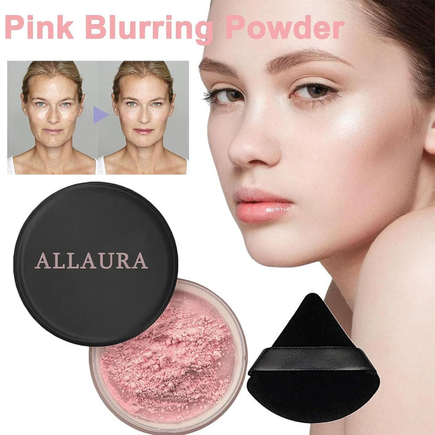 Allurabeauty Blurring Powder, Blurring Setting Powder by Allura, Allurabeauty Pink Setting Powders, Blurring Setting Powders Loose Setting for All Skin Tones