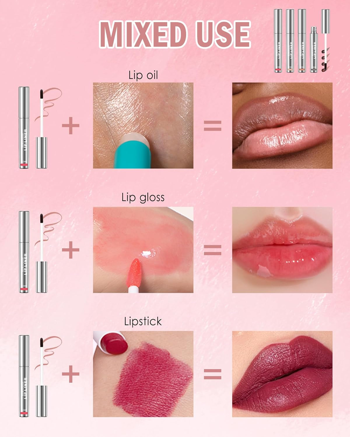 Peel off Long Lasting Waterproof Lip Liner, 2Pcs Tattoo Stain Transfer-Proof High Pigmented Color Lip Tint All-Day Stay Lipliner Makeup for Women (Nude Pink+Neutral Mauve)