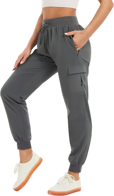 Women's Lightweight High-Rise Cargo Pants with 6 Pockets - Versatile Joggers for Hiking, Workouts, and Casual Outdoor Activities