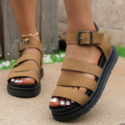 Open Toe Platform Buckle Sandals