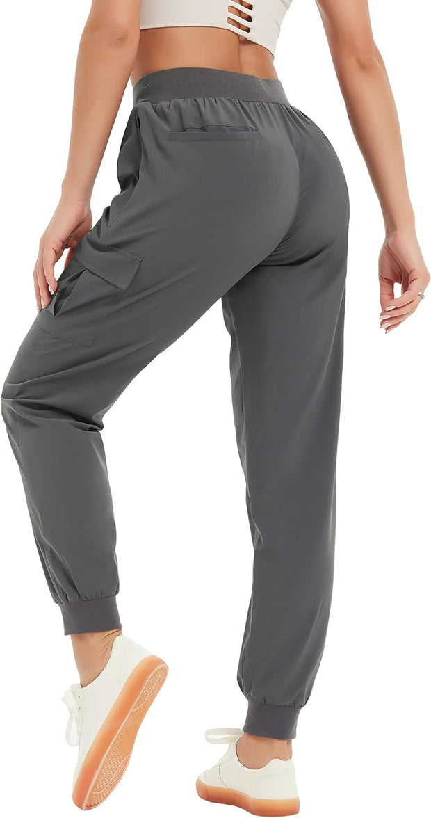 Women's Lightweight High-Rise Cargo Pants with 6 Pockets - Versatile Joggers for Hiking, Workouts, and Casual Outdoor Activities