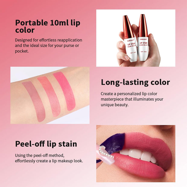 Lip Liner Stain Peel off Lip Tint Tattoo Long Lasting Waterproof Nourishing Lip Liner Matte Finish Lip Stain Moisturizing Lipstick Set