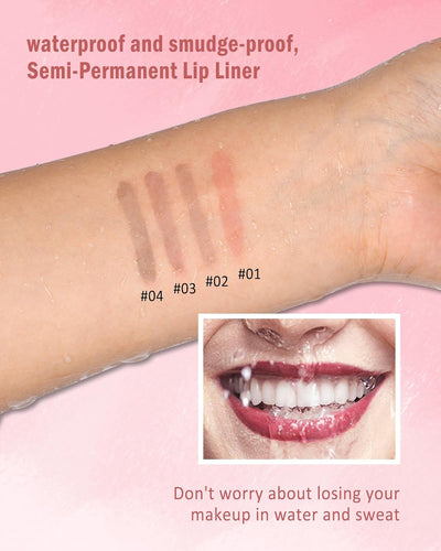 Peel off Long Lasting Waterproof Lip Liner, 2Pcs Tattoo Stain Transfer-Proof High Pigmented Color Lip Tint All-Day Stay Lipliner Makeup for Women (Nude Pink+Neutral Mauve)