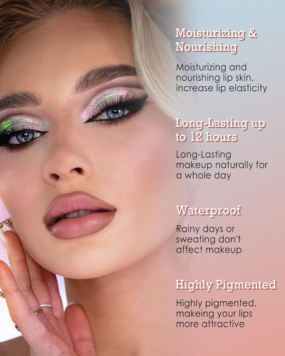 Peel off Long Lasting Waterproof Lip Liner, 2Pcs Tattoo Stain Transfer-Proof High Pigmented Color Lip Tint All-Day Stay Lipliner Makeup for Women (Nude Pink+Neutral Mauve)